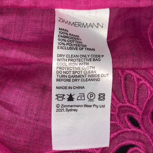 ZIMMERMANN Teddy Scallop Tie Top - Fuchsia size 0 Small - Picture 8 of 8